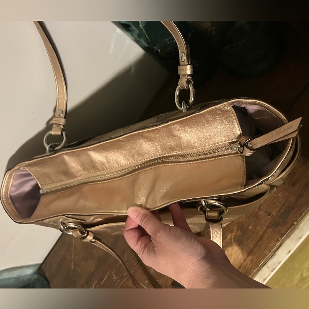 Coach Metallic Gold Signature Tote - Picture 8 of 12